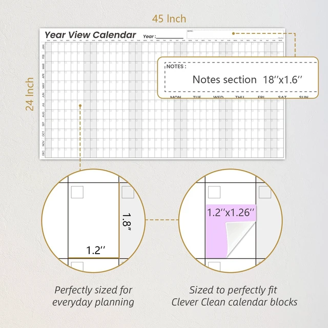 Alt view image 6 of 7 - Large Dry Erase Wall Calendar - 24"x 45" Undated 12-Month Yearly Wall Calendar for Home, Office, Classroom - 50 Reusable Dry Erase Color Tabs Included