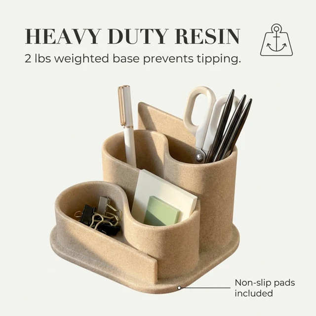 Alt view image 3 of 7 - Aesthetic Desk Organizer - Modern Desk Accessories - Boho Pen Holder Beige Aesthetic Desk Accessories - Modern Cute Desk Organizer - Neutral Boho Desk Accessories - Desk Essentials for Women