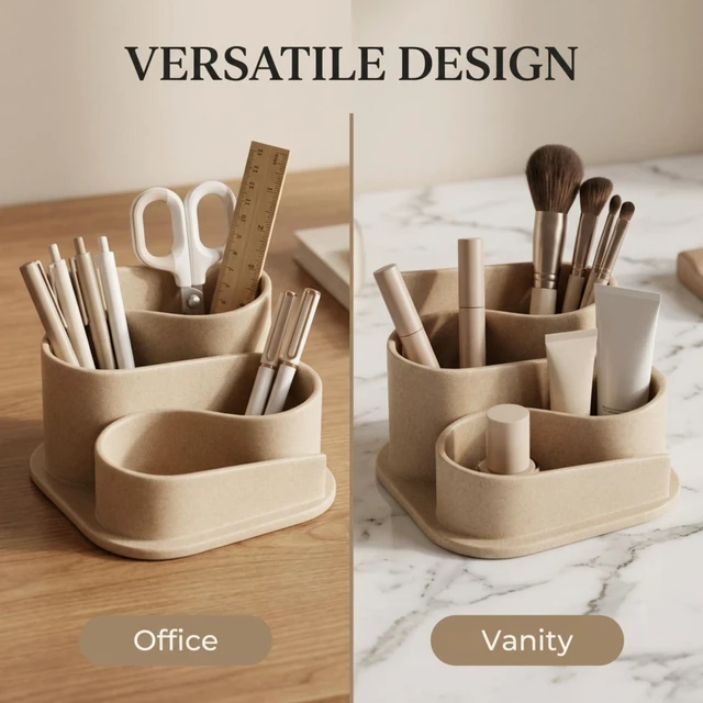 Alt view image 5 of 7 - Aesthetic Desk Organizer - Modern Desk Accessories - Boho Pen Holder Beige Aesthetic Desk Accessories - Modern Cute Desk Organizer - Neutral Boho Desk Accessories - Desk Essentials for Women