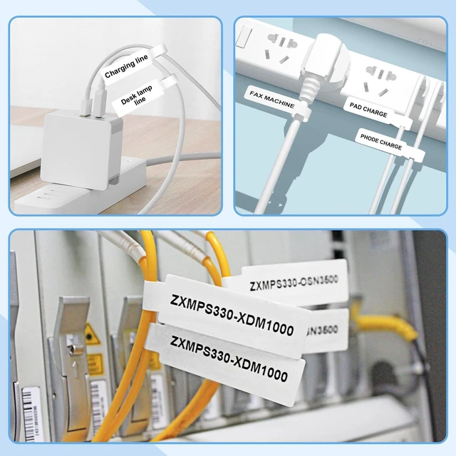 Alt view image 3 of 6 - D11 Label Tape D110 Label Maker Papers 3Rolls Cable Labels, Self-Adhesive Labeling Tape 0.47" X 4.29" (12 X 109mm) Cable Label Refills for Home Office Circuit Box, 195 Labels/3Rolls, White