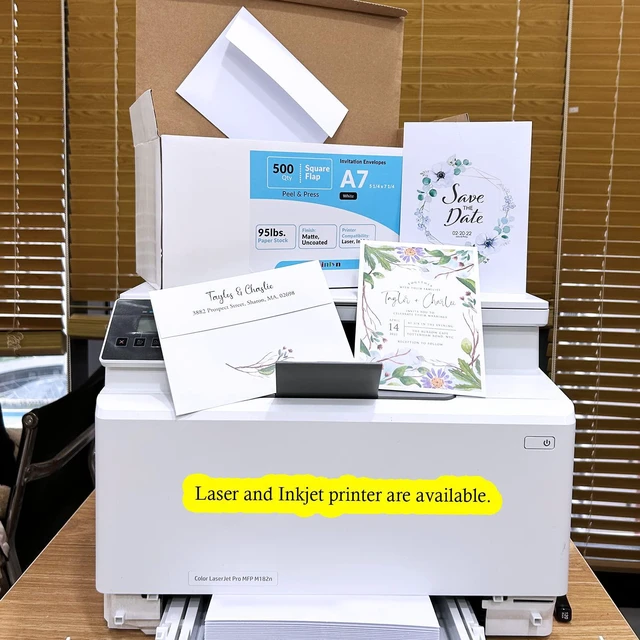 Alt view image 6 of 7 - 500 Pcs White A7 Invitation Envelopes 5 1/4 x 7 1/4 Square Flap Envelopes Self Seal 95lb for Wedding Shower Birthday Bussiness Graduation Mailing Invitation Announcement 5 x 7 Greeting Cards Photos