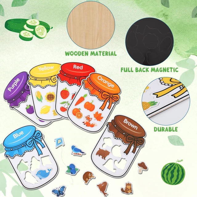 Alt view image 5 of 7 - 12Pcs Wooden Magnetic Color Sorting 72 Fridge Magnets for Kids Refrigerator Magnets for Color Sorting Fine Motor Early Education Gifts