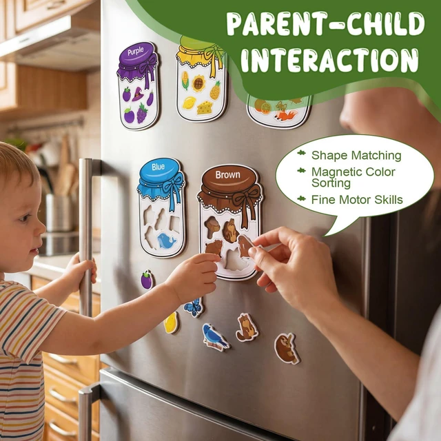 Alt view image 6 of 7 - 12Pcs Wooden Magnetic Color Sorting 72 Fridge Magnets for Kids Refrigerator Magnets for Color Sorting Fine Motor Early Education Gifts
