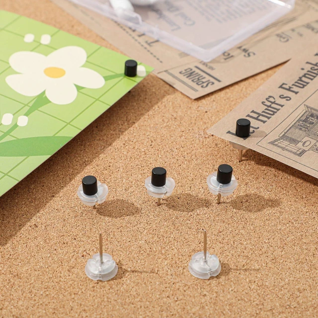 Alt view image 7 of 7 - 50 Sets Magnetic Thumbtacks Push Pins Poster Board,Black Poster Hanger Thumb Tacks for Wall School Supplies Classroom Decoration Bulletin Boards