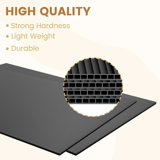 Alt view image 2 of 7 - 10 Pack Corrugated Plastic Board for Indoor and Outdoor Use, 4 Mm Thick Poster Board, 24x36 Inches, Black Plastic Sheets, Waterproof Coroplast Sheets and Blank Yard Signs