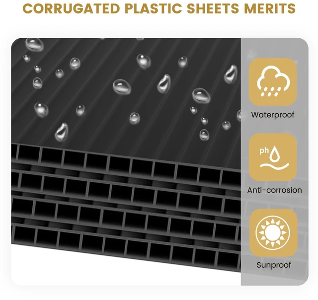 Alt view image 4 of 7 - 10 Pack Corrugated Plastic Board for Indoor and Outdoor Use, 4 Mm Thick Poster Board, 24x36 Inches, Black Plastic Sheets, Waterproof Coroplast Sheets and Blank Yard Signs