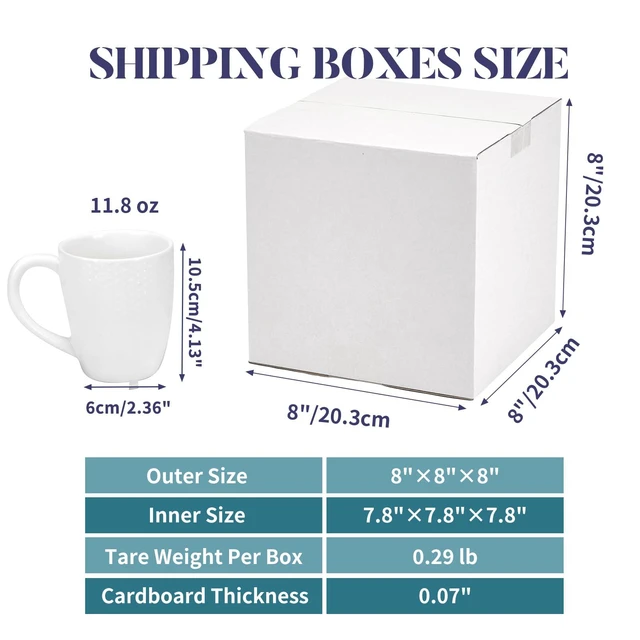 Alt view image 2 of 7 - Small Shipping Boxes 8x8x8 Set of 6 White Corrugated Cardboard, Box for Packaging Small Business Mailing Moving Gifts Wrap, Easy Assemble