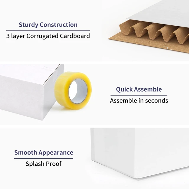 Alt view image 5 of 7 - Small Shipping Boxes 11x6x6 Set of 6 White Corrugated Cardboard, Box for Packaging Small Business Mailing Moving Gifts Wrap, Easy Assemble