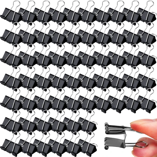 Main image of 300 Pcs Medium Binder Clips Bulk 1.25 Inch Heavy Duty Paper Clamps Black Metal Binding Med Clips Office Supplies for Teachers Business