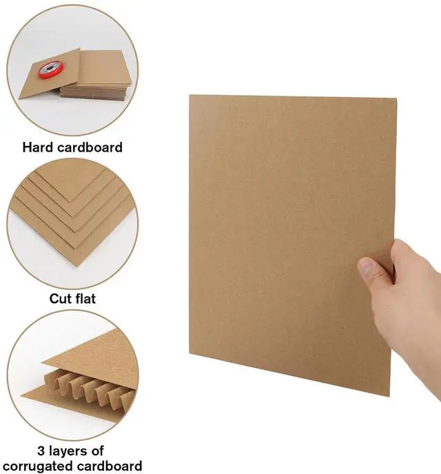 Alt view image 3 of 7 - 8.5x11 Corrugated Cardboard Sheets Set of 100, Flat Card Boards Inserts for Crafts, Packing, Shipping, Moving, Mailing