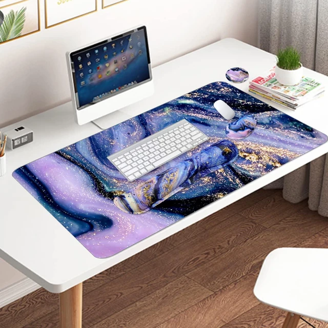 Alt view image 6 of 6 - 4-in-1 Large Gaming Mouse Pad, Keyboard Wrist Rest Pad & Wrist Support Mousepad Set, Extended Desk Pad Waterproof Desk Mat for Home Office Study Game - Purple Marble
