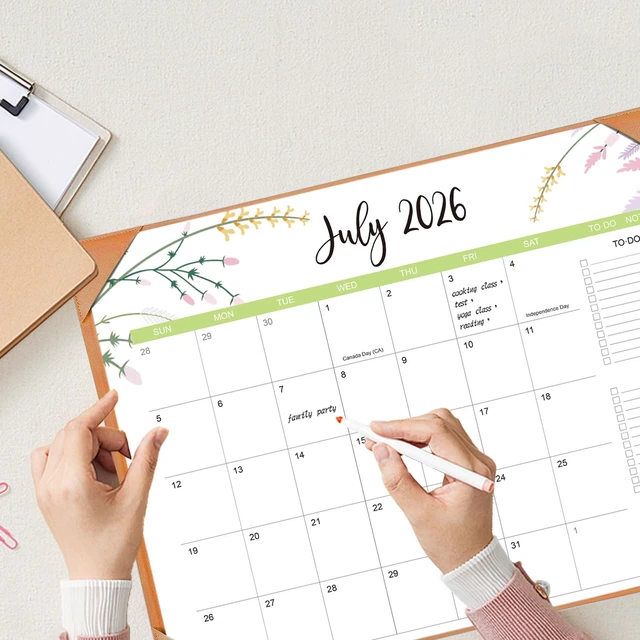 Alt view image 5 of 6 - Desk Calendar 2026 with Desk Mat 22" x 17" Large Desk Pad Calendar Runs from July 2026 to December 2027, Floral Design Desktop Calendar for Home, Office