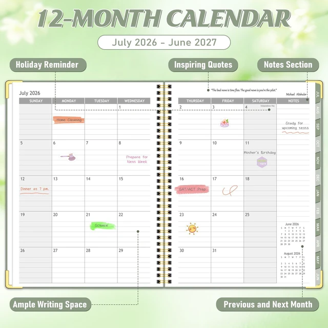 Alt view image 5 of 6 - Appointment Book 2026-2027, 30-Minute Interval Hourly Planner, 8.5"×11" July 2026 - June 2027, Weekly & Monthly Appointment Planner, Daily Academic Planner for Office School, Green