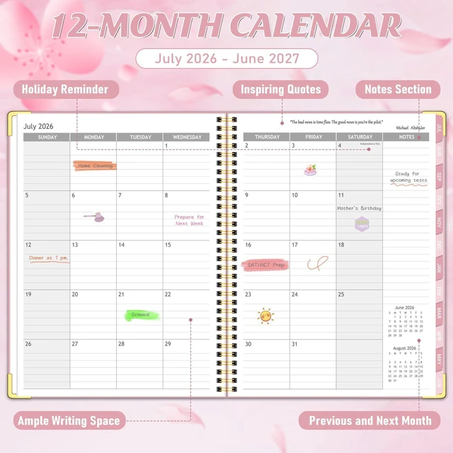 Alt view image 4 of 6 - Appointment Book 2026-2027, 30-Minute Interval Hourly Planner, 8.5"×11" July 2026 - June 2027, Weekly & Monthly Appointment Planner, Daily Academic Planner for Office School, Pink