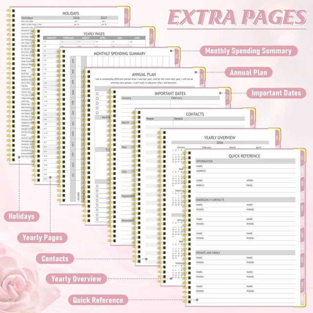 Alt view image 5 of 6 - Appointment Book 2026-2027, 30-Minute Interval Hourly Planner, 8.5"×11" July 2026 - June 2027, Weekly & Monthly Appointment Planner, Daily Academic Planner for Office School, Pink