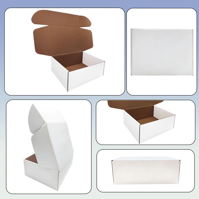 Alt view image 6 of 7 - 11x8x4 inch Shipping Boxes Set of 20, White Corrugated Cardboard Mailer Box Easy Assembly, Shape Well, DIY Cardboard, Recyclable Mailer Box for Packaging Small Business and Book Literature Gift Giving