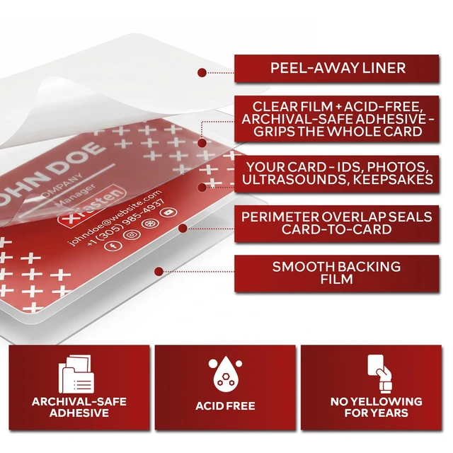 Alt view image 3 of 7 - Self Sealing Laminating Pouches Business Card Size, 50-Pack, 10 Mil Non-Yellowing Business Card Laminating Pouches, Self-Adhesive Laminate Sheets, Durable, No Machine Needed, 4 in x 3 in