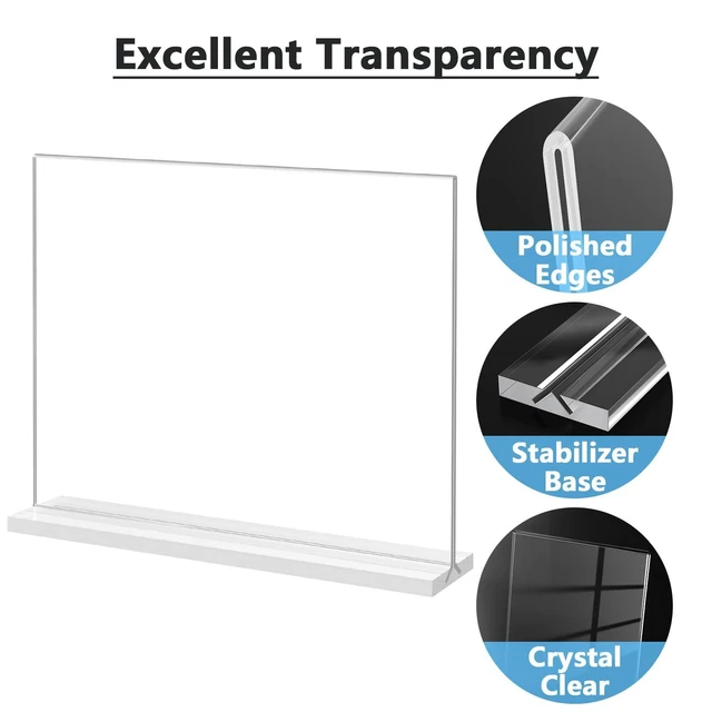 Alt view image 5 of 6 - Acrylic Sign Holder Horizontal Double Sided Display Stand 12 Pack Clear Acrylic, Double Sided Display, Bottom Loading, 11x8.5 Inch, Stable Base, Easy Insert, Menu Flyer Use, Office Restaurant