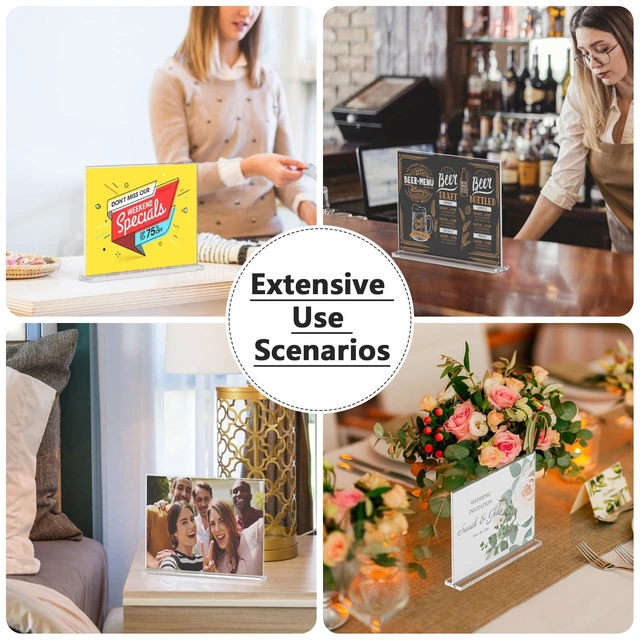 Alt view image 6 of 6 - Acrylic Sign Holder Horizontal Double Sided Display Stand 12 Pack Clear Acrylic, Double Sided Display, Bottom Loading, 11x8.5 Inch, Stable Base, Easy Insert, Menu Flyer Use, Office Restaurant