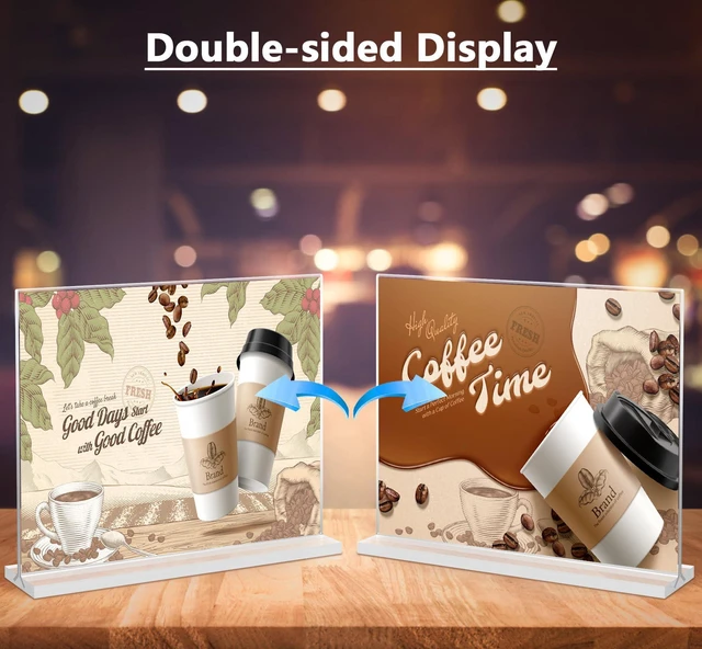Alt view image 4 of 6 - Acrylic Sign Holder Horizontal Double Sided Display Stand 12 Pack Clear Acrylic, Double Sided Display, Bottom Loading, 11x8.5 Inch, Stable Base, Easy Insert, Menu Flyer Use, Office Restaurant