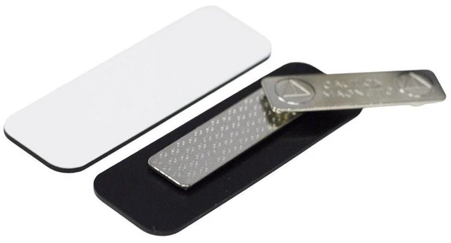 Alt view image 2 of 7 - White Name Tag Blanks 25 Pack, 1" x 3", Round Corners, Durable Plastic, DIY Engravable Badges with Magnetic Backing Badges