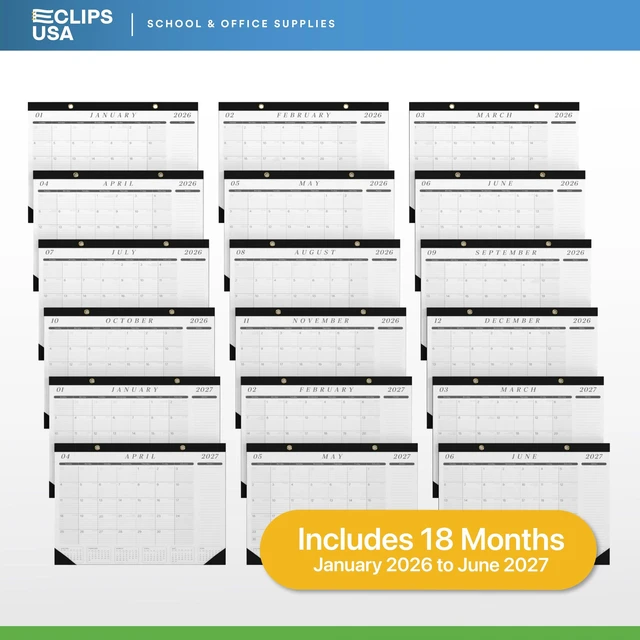 Alt view image 6 of 7 - Desk Calendar 2026-2027 Large 22x17 Desk Calendar Jan 2026 - Jun 2027 Desk Blotter To-do List Planner (Black & White 12 Pack)
