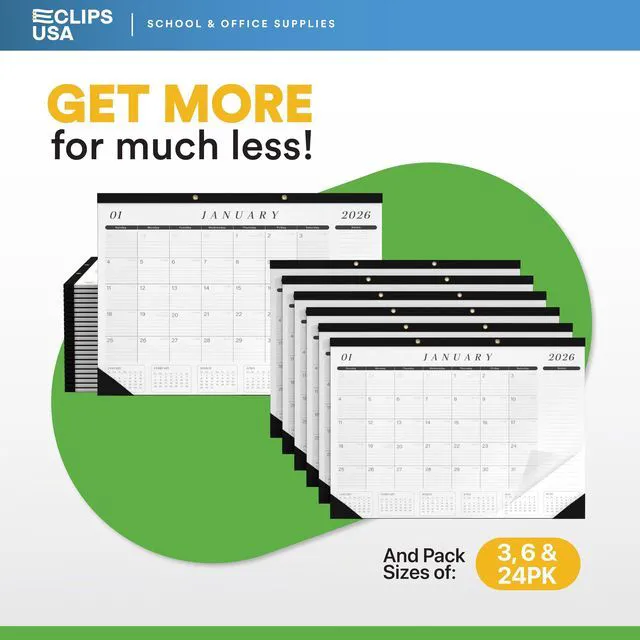 Alt view image 7 of 7 - Desk Calendar 2026-2027 Large 22x17 Desk Calendar Jan 2026 - Jun 2027 Desk Blotter To-do List Planner (Black & White 12 Pack)