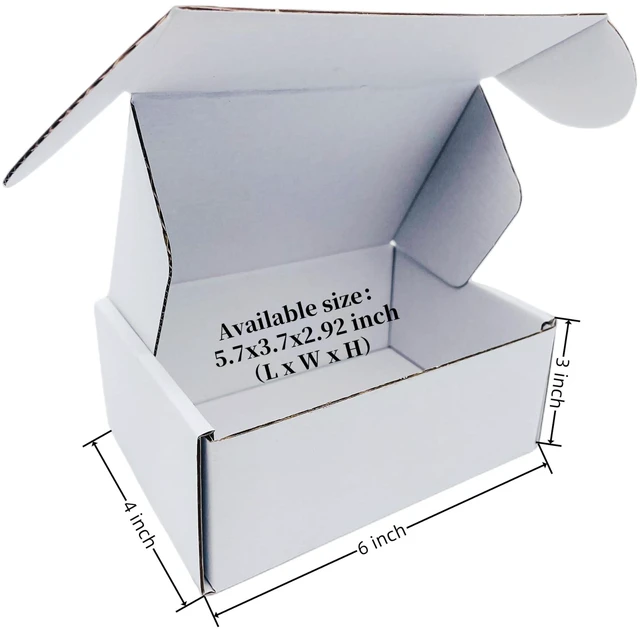 Alt view image 2 of 6 - Small White Box 6 x 4 x 3 Inch 50 Pack Shipping Boxes for Packaging,Packing,Mailers Storage, Small Business, Moving, Supplies,Recyclable Corrugated,Quick Fold,Tab Locking