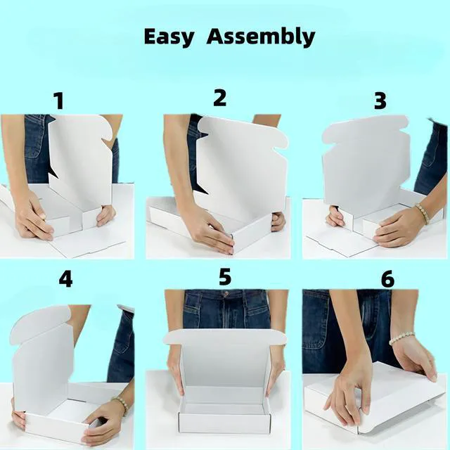Alt view image 6 of 6 - Small White Box 6 x 4 x 3 Inch 50 Pack Shipping Boxes for Packaging,Packing,Mailers Storage, Small Business, Moving, Supplies,Recyclable Corrugated,Quick Fold,Tab Locking