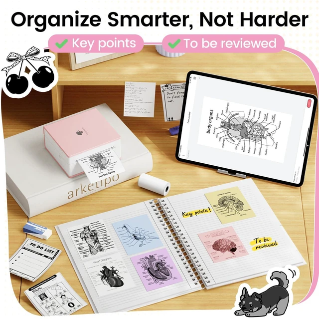 Alt view image 2 of 7 - Sticker Maker, Bluetooth Thermal Inkless Mini Printer for Girls DIY Mini Printer Sticker Maker M02, Pocket Printer for Study Notes, Diaries, Photos, Label Maker for Home/Travel, Pink