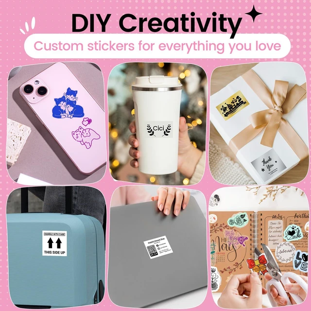Alt view image 5 of 7 - Sticker Maker, Bluetooth Thermal Inkless Mini Printer for Girls DIY Mini Printer Sticker Maker M02, Pocket Printer for Study Notes, Diaries, Photos, Label Maker for Home/Travel, Pink