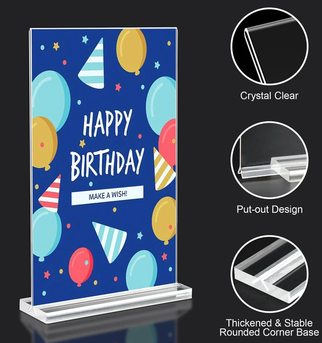 Alt view image 2 of 7 - Acrylic Sign Holder 5.5x8.5 Inches 8 Pack, Double Sided Vertical Clear Display Stand, Plastic Frame Flyer Holder for Tabletop, Office, Restaurant, Store