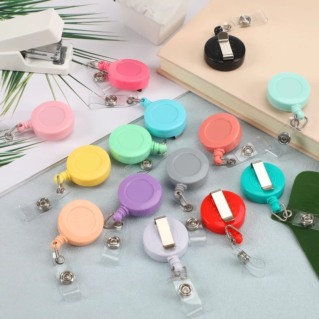 Alt view image 6 of 7 - 50 Pcs Retractable Badge Reel, Clips Holder Mixed Solid Color Nurse Strong Pull Resistance,Keychain Bulk Reels for Nurse Doctor Teachers Students School Office Workers Hanging ID Card Name