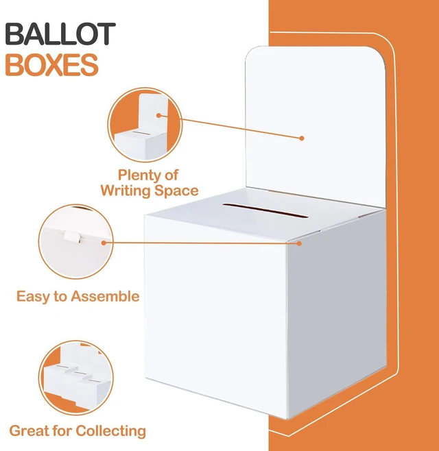 Alt view image 3 of 6 - Raffle Box,24 Pack Raffle Boxes with Slot Cardboard Ballot Boxes and Removable Header for Collecting Business Card Voting Contest (White)
