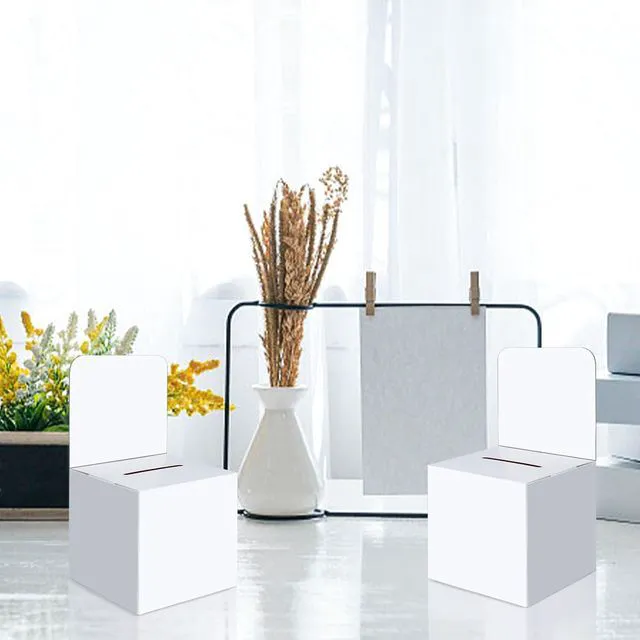 Alt view image 6 of 6 - Raffle Box,24 Pack Raffle Boxes with Slot Cardboard Ballot Boxes and Removable Header for Collecting Business Card Voting Contest (White)