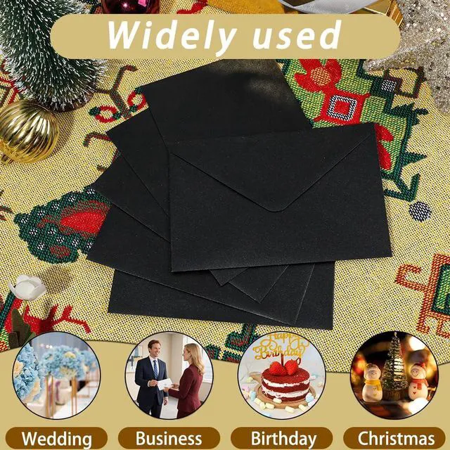 Alt view image 5 of 7 - A7 Black 5x7 Envelopes 250Pcs, 120g Pearl Paper with Gold Stickers Premium 120g Pearl Glitter Paper, Printable & Writable, for Wedding Invitations, Baby Shower, Christmas, Graduation Party