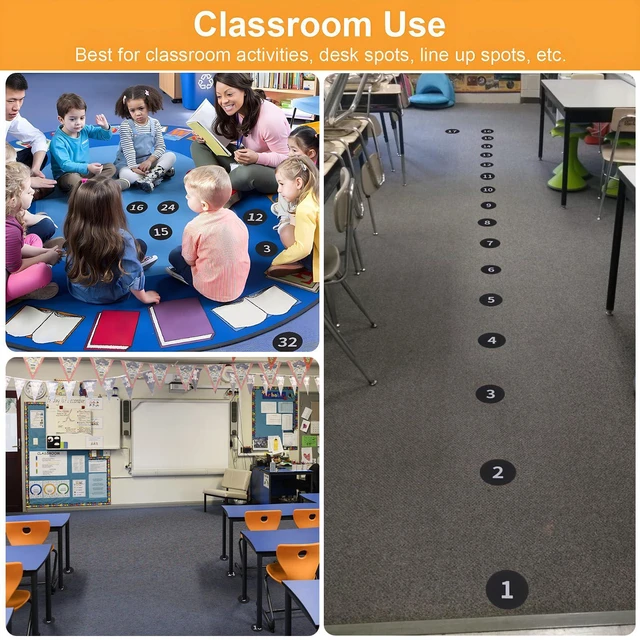 Alt view image 6 of 7 - Black Carpet Spots Markers for Classroom - 36 Pcs 4 Inch Floor Sitting Dots with Numbers for Preschool Kindergarten Elementary