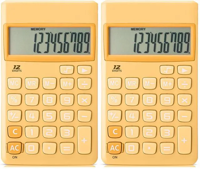 Main image of Standard Function Calculator, 12 Digits, Small Calculator, Orange (Pack of 2)