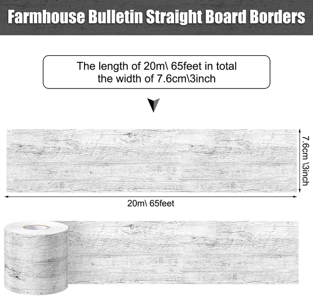 Alt view image 2 of 6 - 65 Feet Bulletin Board Borders Straight Classroom Trim White Wood Farmhouse White Wood Design, Back to School Classroom Decor, Whiteboard Border Edging, Easy Application for Teachers