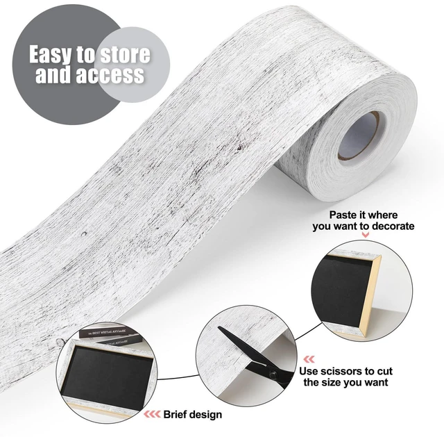 Alt view image 3 of 6 - 65 Feet Bulletin Board Borders Straight Classroom Trim White Wood Farmhouse White Wood Design, Back to School Classroom Decor, Whiteboard Border Edging, Easy Application for Teachers