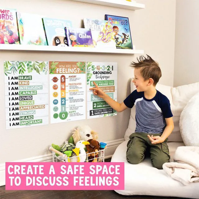 Alt view image 7 of 7 - 8 Calming Corner Classroom Must Haves, Coping & Feelings Poster for Kids Calm Corner Posters with Emotions Chart, School Counselor Mental Health Posters, Feelings Wheel Calming Classroom Decor