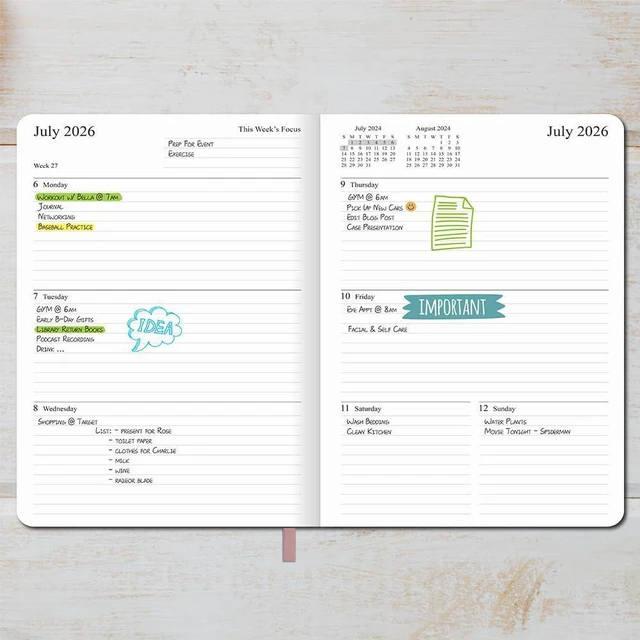 Alt view image 2 of 7 - 26-27 Academic Planner - Weekly and Monthly Planner, Jul 2026 - Jun 2027, Vegan Leather Cover, Elastic Closure, 8.5"x11", Rose Gold