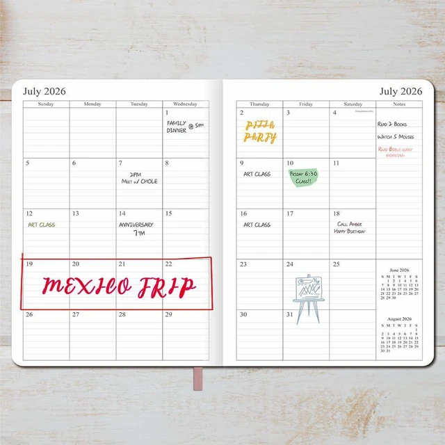 Alt view image 3 of 7 - 26-27 Academic Planner - Weekly and Monthly Planner, Jul 2026 - Jun 2027, Vegan Leather Cover, Elastic Closure, 8.5"x11", Rose Gold