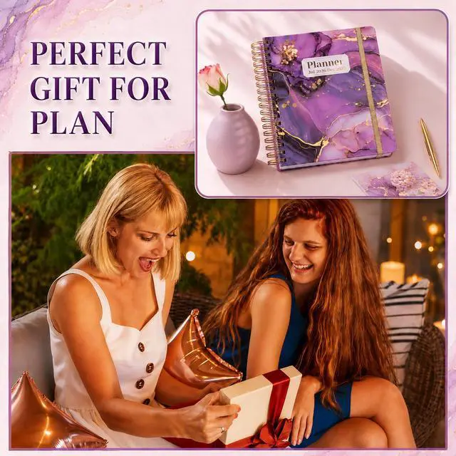 Alt view image 7 of 7 - Planner 2026-2027 18 Month Weekly Monthly Calendar Daily Planners July 2026-Dec 2027, Yearly Hardcover 26-27 Planner for Women with Stickers Tabs Spiral Bound Agenda, Purple Marble, 8.3"x9.1