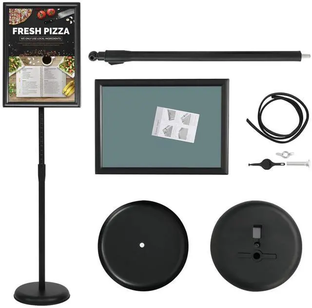 Alt view image 6 of 7 - 11 x 17 Inch Adjustable Pedestal Sign Holder Poster Stand, Heavy Duty Floor Standing Sign Holder Stand Aluminum Snap Open Display Frame for Vertical and Horizontal View Sign Displayed(Black)