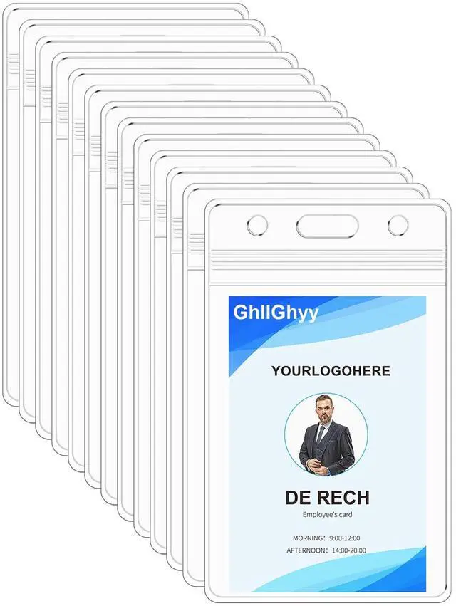 Main image of 100 Pack Extra Thick Name Badge Holders, Heavy Duty & Sealable Waterproof Vertical ID Badge Holders, Durable Clear PVC Plastic Badge Sleeve for Credit Card/Shcool Work Badge/Room Key/RFID