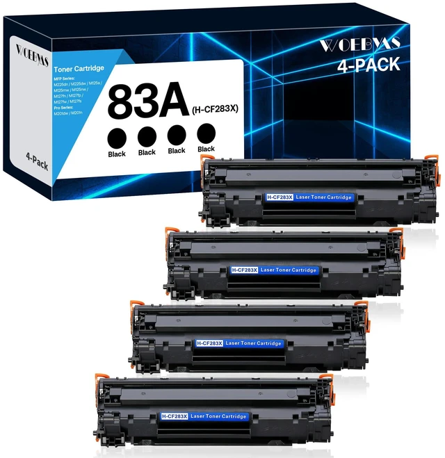 Main image of 83A CF283A Black Toner Cartridge Compatible Replacement for HP 83A CF283A 83X CF283X for HP LaserJet Pro MFP M125nw M201dw M225dw M255dn M201n, 4-Pack