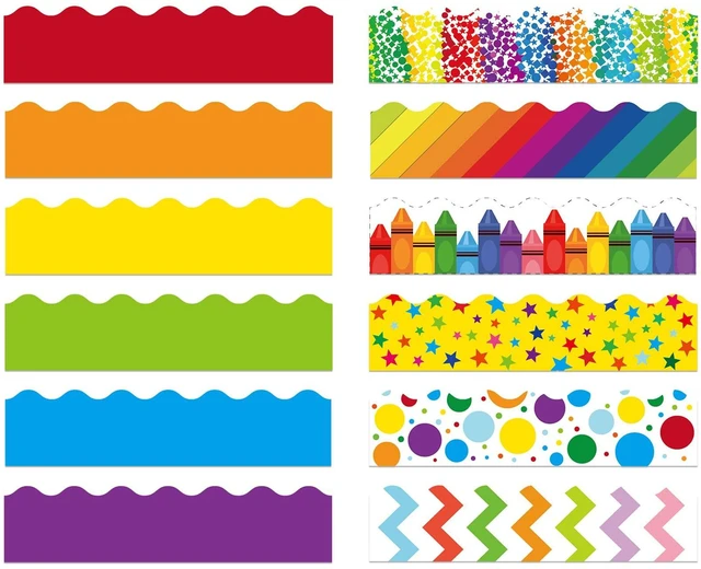 Main image of 240 Pcs Bulletin Board Borders Scalloped Classroom,Bohemia Black White Patterns, 236ft Trim Bulk for Seasonal Classroom Decoration, Teacher Border Strips, Scalloped Edge Easy Cut