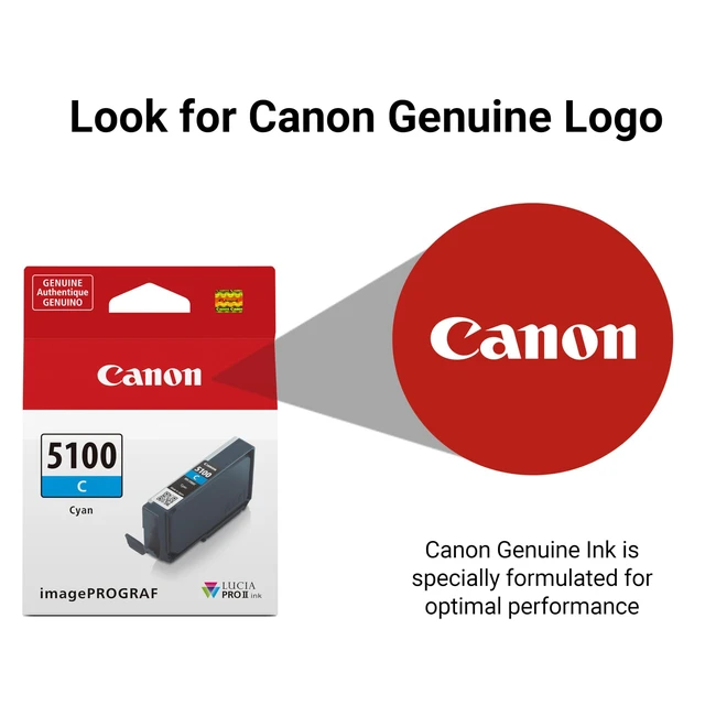 Alt view image 4 of 6 - PFI-5100 Genuine Cyan Ink Tank, Compatible with ImagePROGRAF PRO-310 Printers