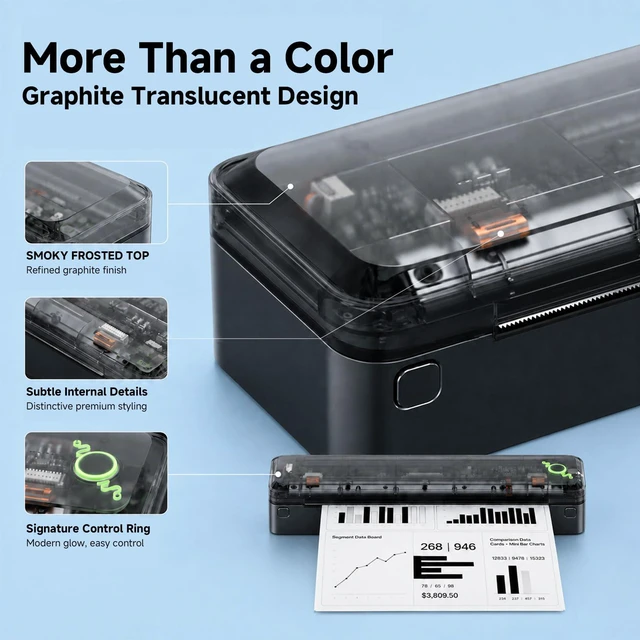 Alt view image 4 of 7 - A8 Portable Thermal Printer, Wireless Bluetooth Inkless Printer for Travel, Supports 8.5" x 11" US Letter and A4 Thermal Paper, Compatible with iPhone, Android, Windows, Mac for Home Office